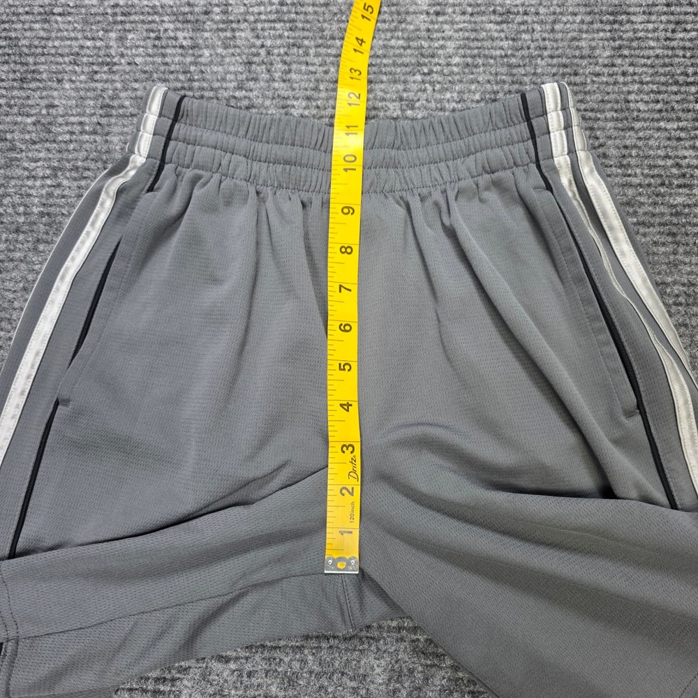 Adidas Mesh Athletic Shorts Boy's Size L 14/16 Gray White Stripes Regular Fit - Picture 7 of 8